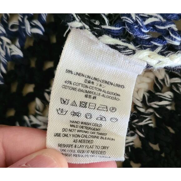 FREE PEOPLE Oversized Dolman Open Knit Stripes Linen Cotton Women Sweater XS - Picture 9 of 15